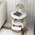 Twist Home Small Round Side Table, 2 Tier Wooden End Table/Bed Side Table/Nightstand for Living Room/Bedroom/Small Space home décor living room bedroom furnitures (white1)