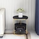 Twist Home Small Round Side Table, 2 Tier Wooden End Table/Bed Side Table/Nightstand for Living Room/Bedroom/Small Space home décor living room bedroom furniture-golden black