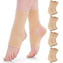 Twistover 8 Pack Dance Ankle Support Sleeves Open Heel Compression Socks, Ankle Wrap Brace Slip on Foot Compression Sleeves for Ballet Dance Yoga Women Men - 20-30mmhg, Beige
