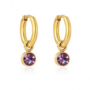 twistylocks 18k gold plated purple lights charm hoop earrings for girls  hypoallergenic lever-back clasp kids earrings  surgical steel  safe for sensitive ears  baby toddler girl gift