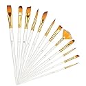 Twizzle Painting Brushes Set of 12 Round, Flat Mix Synthetic Hairs Assorted Paint Brush for Acrylic/Watercolor/Oil Brushes Set for Painting(Wood)