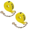 Two 4-in. X 30-Ft. Heavy-Duty Winch Straps with Chain End and Grab Hook, 16,200 Lbs. Break Strength | Chain TieDowns By DC Cargo Mall