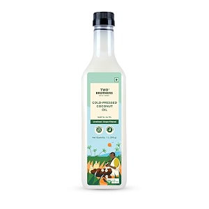 two brothers india farms india39s only certified glyphosate free  coconut oil made using coconut  hexane-free  cold-pressed and single-filtered oil for better cooking  1 litre