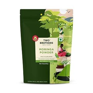 two brothers organic farms moringa powder  rich in nutrients  contains essential vitamins and minerals  naturally boosts energy and overall gut health  chemical free lab - tested 100 gms