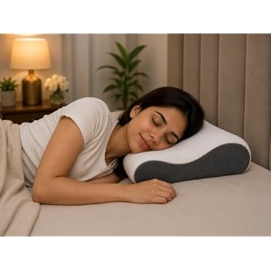 two hands comfort memory foam pillow  contour pillow  orthopedic cervical neck support pillow  ergonomic pillow for neck amp shoulder pain relief  back sleepers  white  195 x 115 x 4 inch