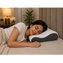 Two Hands Comfort Memory Foam Pillow | Contour Pillow | Orthopedic Cervical Neck Support Pillow | Ergonomic Pillow for Neck & Shoulder Pain Relief | Back Sleepers | White | 19.5 x 11.5 x 4 Inch