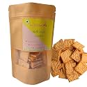 two little birds Chilli Cheese Crackers - Made with Kashmiri Chilli | Baked Not Fried | Eggless, Handmade, Freshly Baked Snacks Chips | No Added Preservatives or Palm Oil | 120 Grams (Pack of 1)