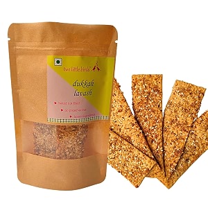 two little birds dukkah lavash - baked not fried lavash sticks made with in house dukkah spice mix fresh eggless handmade no added preservatives palm oil or refined sugar 120 gramspack of 1