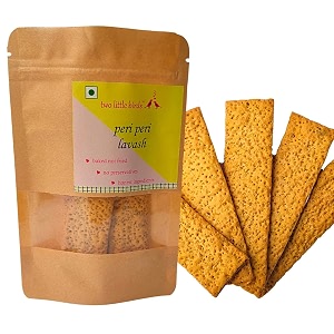 two little birds peri peri lavash - baked not fried lavash sticks  freshly baked eggless handmade flat bread  no added preservatives palm oil or refined sugar  120 grams pack of 1