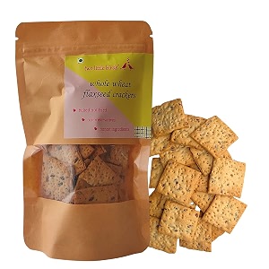 two little birds whole wheat flaxseed crackers - made with healthy flaxseeds baked not fried eggless handmade freshly baked snacks chips no preservatives maida or palm oil 120grams pack of 1