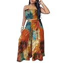 Two Piece Sets for Women Summer Outfits Crop Tops and Wide Leg Pants Sets Sexy Jumpsuits Vacation Outfits with Pockets
