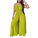Two Piece Sets for Women Summer Outfits Crop Tops and Wide Leg Pants Sets Sexy Jumpsuits Vacation Outfits with Pockets