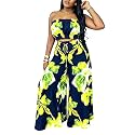 Two Piece Sets for Women Summer Outfits Crop Tops and Wide Leg Pants Sets Sexy Jumpsuits Vacation Outfits with Pockets