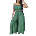 Two Piece Sets for Women Summer Outfits Crop Tops and Wide Leg Pants Sets Sexy Jumpsuits Vacation Outfits with Pockets