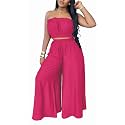 Two Piece Sets for Women Summer Outfits Crop Tops and Wide Leg Pants Sets Sexy Jumpsuits Vacation Outfits with Pockets