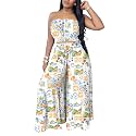 Two Piece Sets for Women Summer Outfits Crop Tops and Wide Leg Pants Sets Sexy Jumpsuits Vacation Outfits with Pockets
