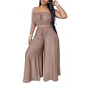 Two Piece Sets for Women Summer Outfits Crop Tops and Wide Leg Pants Sets Sexy Jumpsuits Vacation Outfits with Pockets