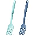 Two silicone flexible forks, heat-resistant silicone long fork, multifunctional non stick mixing fork, used for Mix Ingredients, Mash Food, Whisk Eggs, Baking.