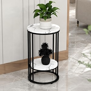 two-tier end tables contemporary faux marble top bedside table end table with storage shelf for living room and home side and corner table sofa end table full black