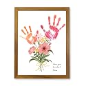 TwoDays Flower Bouquet Handprint Art Craft DIY Kit, Unique Gifts for Mom from Daughter or Son for Mother's Day Birthday Christmas, Gift for Grandma. (Floral-1, Brown)