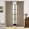 TWODRAPES Pinch Pleated Tan Brown Linen Curtains 102 Inches Long