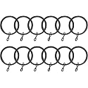 TWOPAGES 12 Pack Black Curtain Rings with Eyelet, 1.5" Ring for Pin Hooks