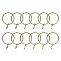 TWOPAGES 12 Pack Black Curtain Rings with Eyelet, 1.5" Ring for Pin Hooks