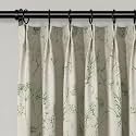 TWOPAGES Moss Green Floral Print Pinch Pleated Curtain, 72Wx96L, 1 Panel