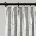 TWOPAGES Vegetative Peony Floral Print Pinch Pleated Curtain, 52Wx90L