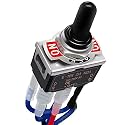 TWTADE Waterproof Momentary Reverse Polarity Switch 12V 10 Amps DC Motor Control 6 Pin 3 Position (ON)/Off/(ON) Metal DPDT Toggle Switch with Waterproof Boot Cap and 21mm Terminal Wires E-TEN-223-DMX