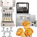 TXMACHINE® Pizza cone machine 4 cone maker with pizza oven,display warmer,pizza cone making machine,4 shapes (4 spiral maker+oven+warmer, 120V/60HZ)