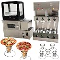 TXMACHINE® Pizza cone machine 4 cone maker with pizza oven,display warmer,pizza cone making machine,4 shapes (2 cone+2 umbrella maker+oven+warmer, 120V/60HZ)