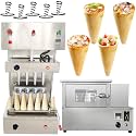 TXMACHINE® Pizza cone machine 4 cone maker with pizza oven,display warmer,pizza cone making machine,4 shapes (4 spiral maker+oven, 220V/50HZ)