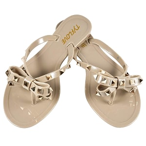 TYFLOVE Women Rivet Flip Flops Studded Jelly