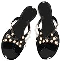 TYFLOVE Women Rivet Flip Flops Studded Jelly
