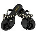 TYFLOVE Women Rivet Flip Flops Studded Jelly