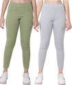 TYKUN Solid Women Light Green, White Track Pants
