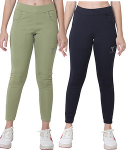 tykun pack of 2 women solid multicolor track pants