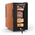 Tylza 25L Humidor, Electric Humidor Cabinet with Auto Climate Control, 220 Count, Faux Leather Trim, Spanish Cedar Wood Shelves, 3 Warm LED Lights, Humidor with Security Lock, Premium Gift for Men
