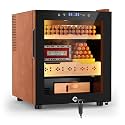 Tylza 50L Humidor, Electric Humidor Cabinet with Auto Climate Control, 400 Count, Faux Leather Trim, Spanish Cedar Wood Shelves, 3 Warm LED Lights, Humidor with Security Lock, Premium Gift for Men