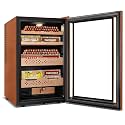 Tylza 70L Humidor, Electric Humidor Cabinet with Auto Climate Control, 550 Count, Faux Leather Trim, Spanish Cedar Wood Shelves, 3 Warm LED Lights, Humidor with Security Lock, Premium Gift for Men