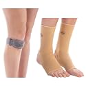 Tynor Anklet, Beige, Large, Pack of 2 & TYNOR Patellar Support, Grey, Universal Size (1)