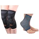 TYNOR Ankle Support Urbane, Grey, Medium, 1 Unit Knee Cap Air Pro, Black &amp; Orange, Large, Pack of 2