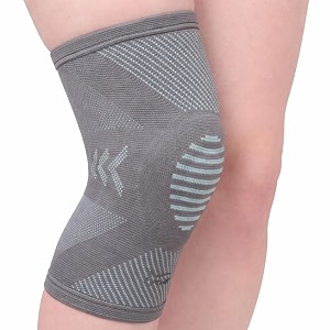 tynor knee cap with patellar ring  neoprene support for pain relief amp comfort for men amp women  breathable compression for gym exercise workout amp running pack of 1 grey amp sky blue small
