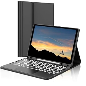 typecase keyboard case for ipad 102 inch 9th 8th 7th gen ipad air 3 ipad pro 105 multi touch trackpad amp 7-colors backlit multi viewing angle pen slot magnetically detachable keyboard cover