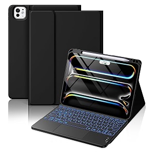 typecase keyboard case for ipad pro 11 m5-2025 m4-2024 with trackpad amp 7-colors backlights multi viewing angle pencil holder  not fit to air 115th4th a1611th10th gen