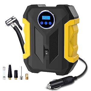 carsun tyre inflator for car150psi car tyre 120 watts inflator pump dc 12v portable air compressor pump with led lightdigital pressure gauge