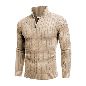 TYSORT Mens Acrylic Cable Knit Sweater Full