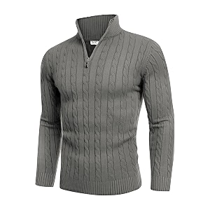 TYSORT Mens Acrylic Cable Knit Sweater Full