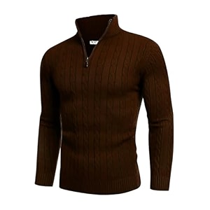 TYSORT Mens Acrylic Cable Knit Sweater Full